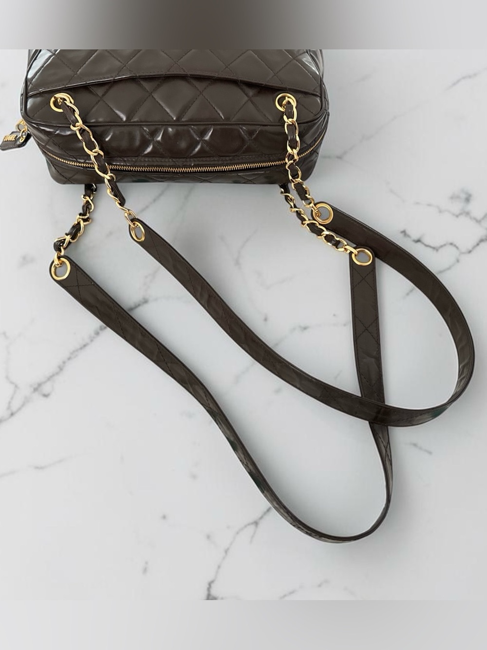 CHANEL Vintage Brown Quilted Lambskin Camera Bag Series 4 - Picture 10 of 16